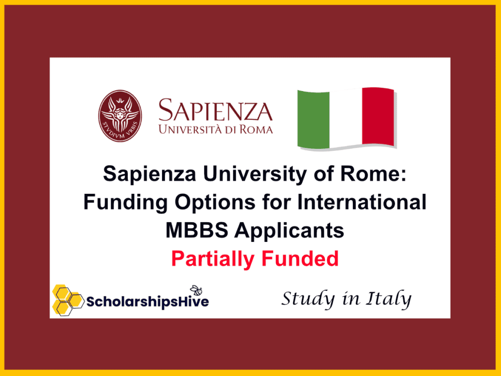 Sapienza University of Rome: Funding Options for International MBBS Applicants, Italy | Partial Funding