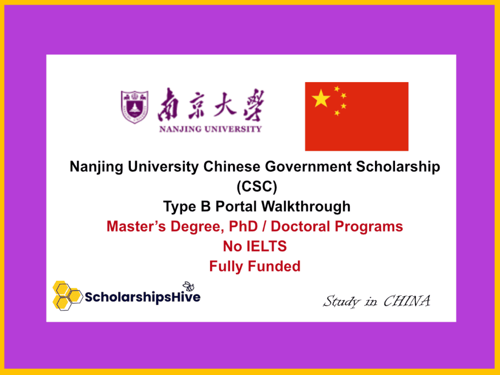 Nanjing University Chinese Government Scholarship (CSC) Type B Portal Walkthrough China